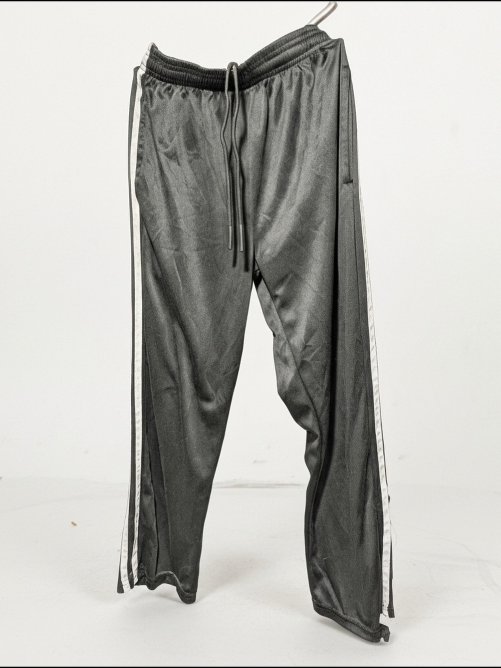 Essentials Boy's Black Joggers with White Side Stripes